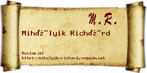 Mihályik Richárd névjegykártya